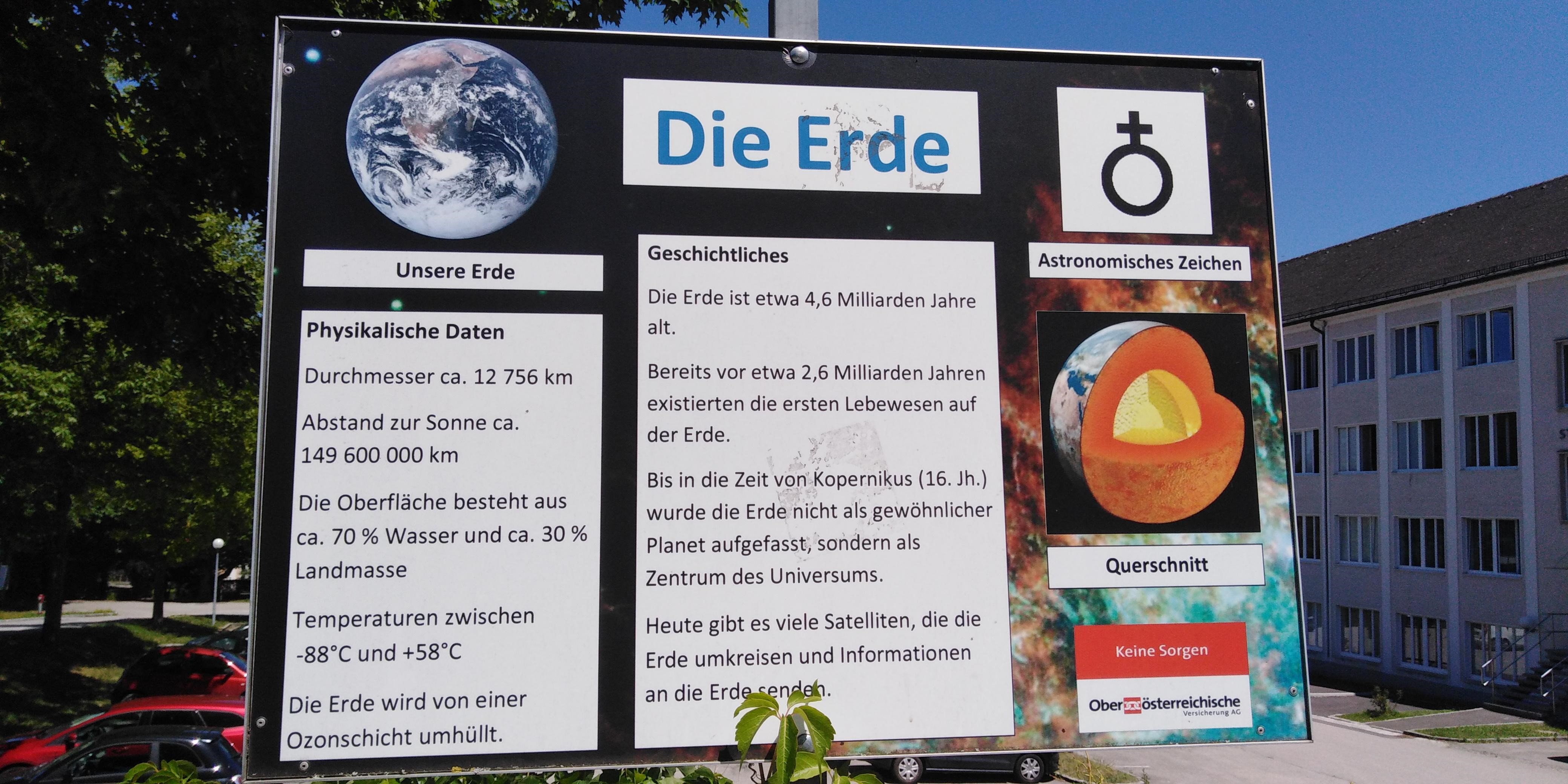 Schild zur Erde